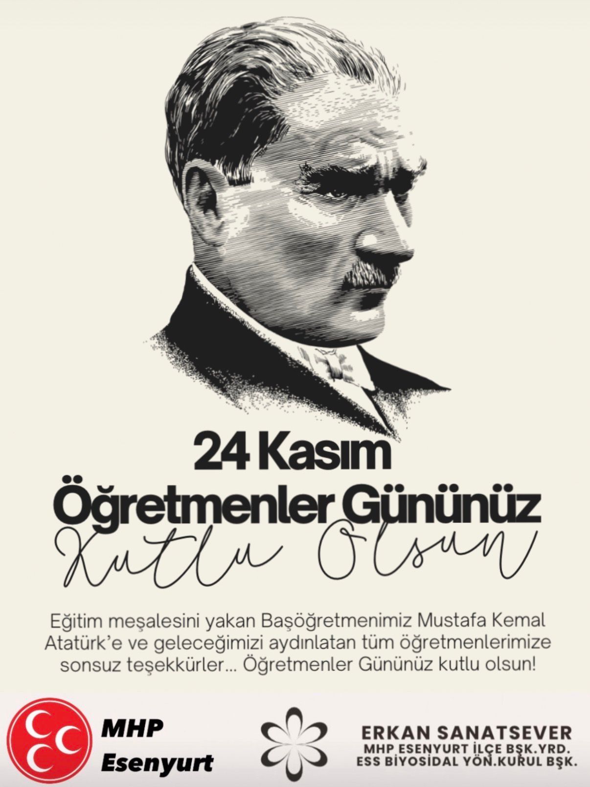 Erkan SANATSEVER- 24 Kasım Öğretmenler Günü Kutlama Mesajı